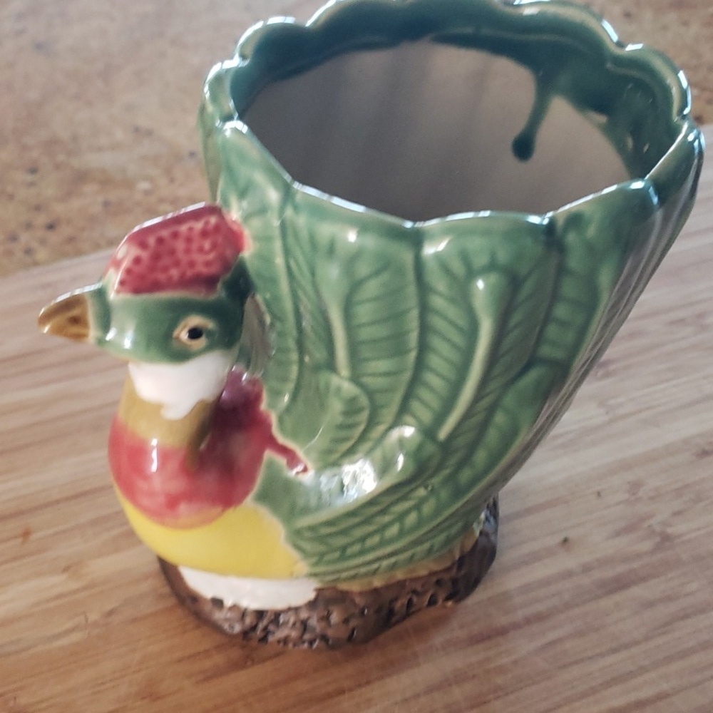 Vintage Green Pheasant Planter, Colorful Game Bird Planter. - Picture 5 of 16